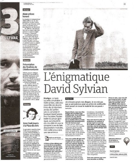 L’énigmatique David Sylvian (May 2012)