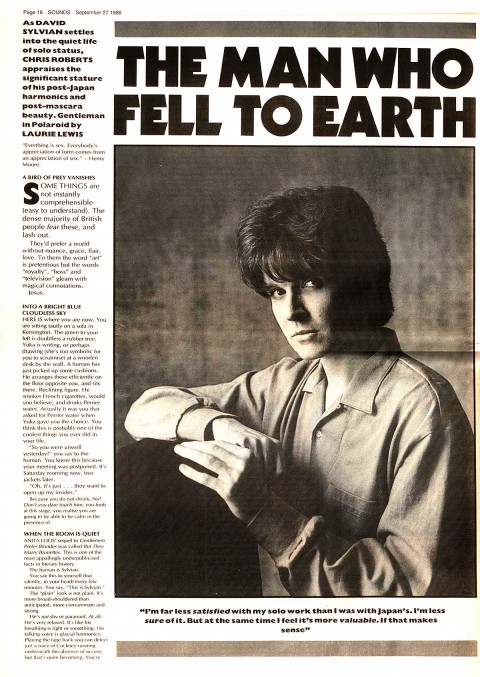 The Man Who Fell To Earth (Sounds, September 1986)