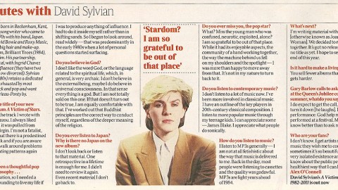 5 minutes with David Sylvian (The Times, March 2012)