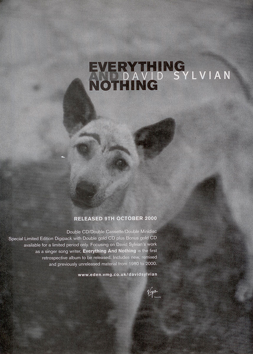 Full page, bw ad for Everything and Nothing in Record Collector, October 2000