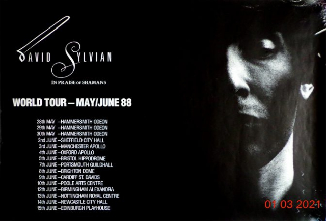 Big David Sylvian 1988 tour poster. Thanks to Cedric Laudet