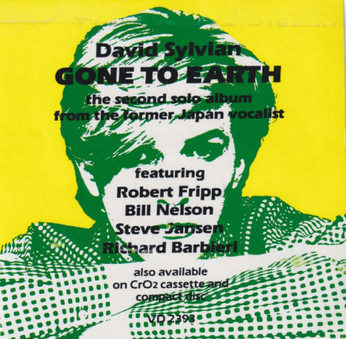 Advert sticker on wrapped Gone To Earth albums. Thanks to Simon Netzle